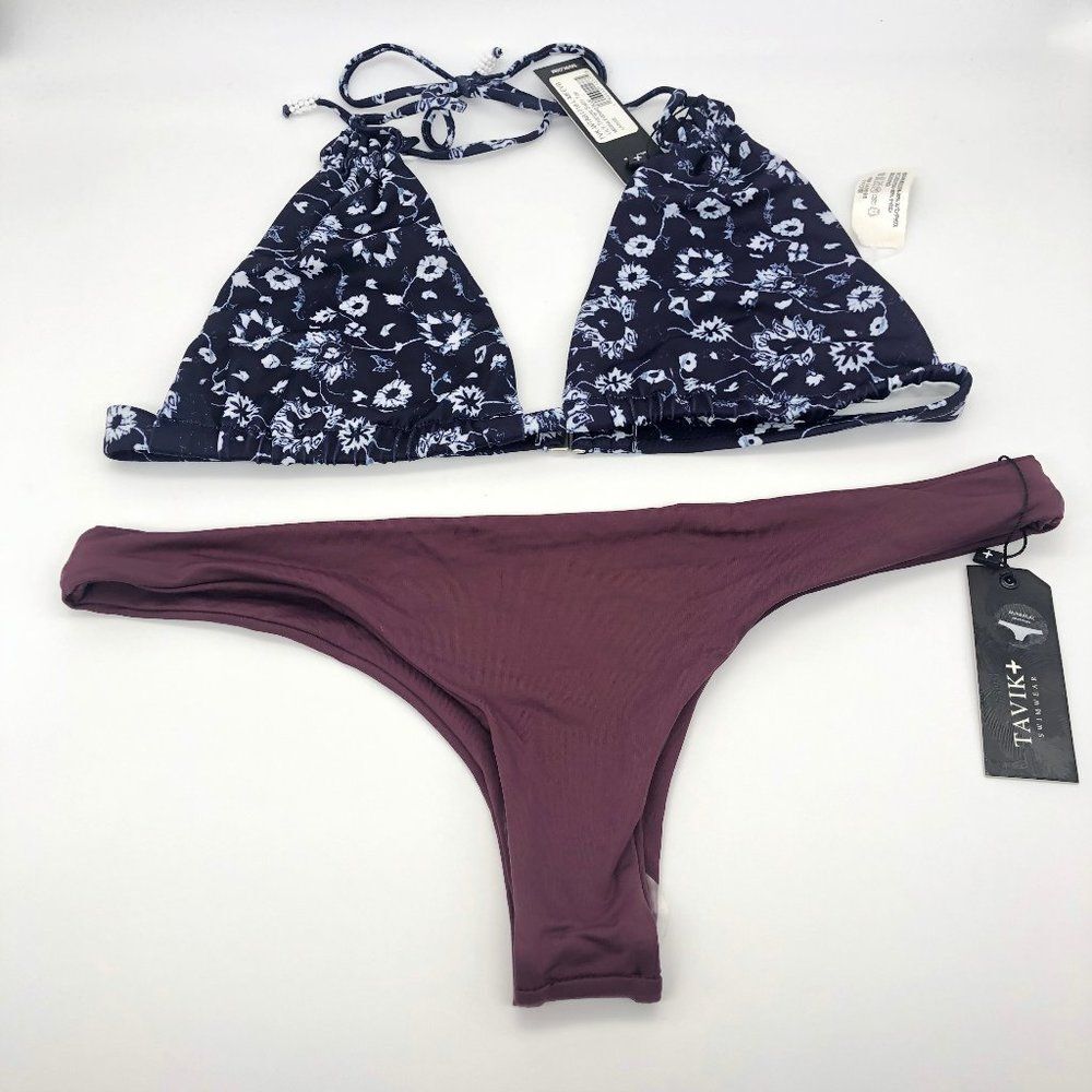 New Tavik Purple & Floral Blue Bikini - Size L